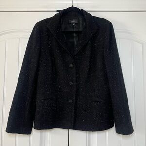 Talbots Wool Blend Black Sparkly Blazer Coat Size 18 Holiday Sparkle Glitter